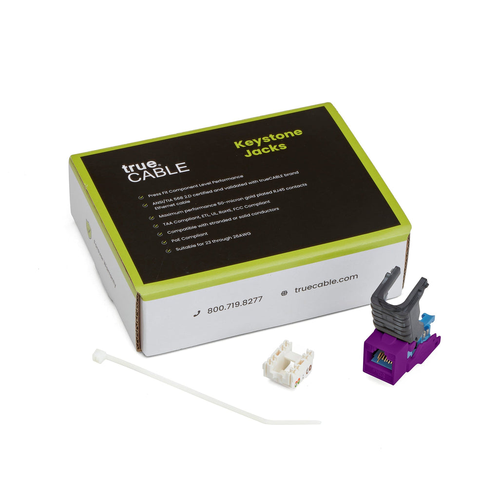 Cat5e Toolless Keystone Jack | Unshielded | 12pc | Purple