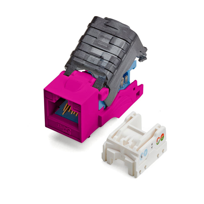 Cat5e Toolless Keystone Jack | Unshielded | 12pc | Pink