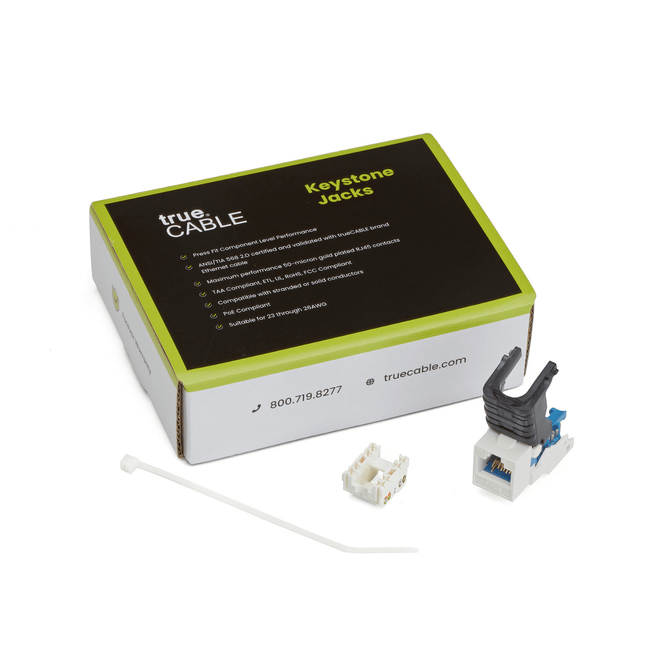 Cat5e Toolless Keystone Jack | Unshielded | 12pc | White