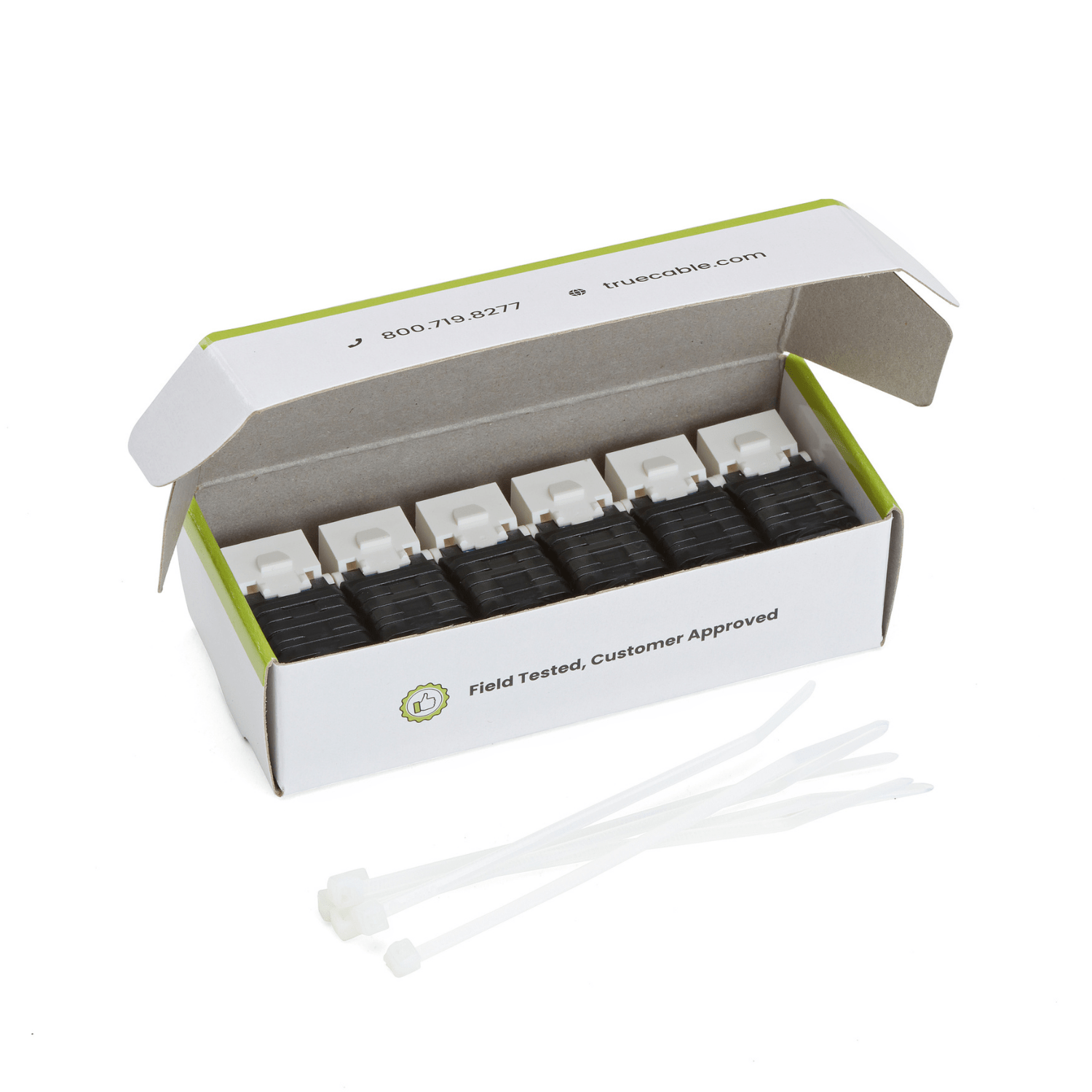 Cat6A Toolless Keystone Jack | Unshielded | 6pc |  White