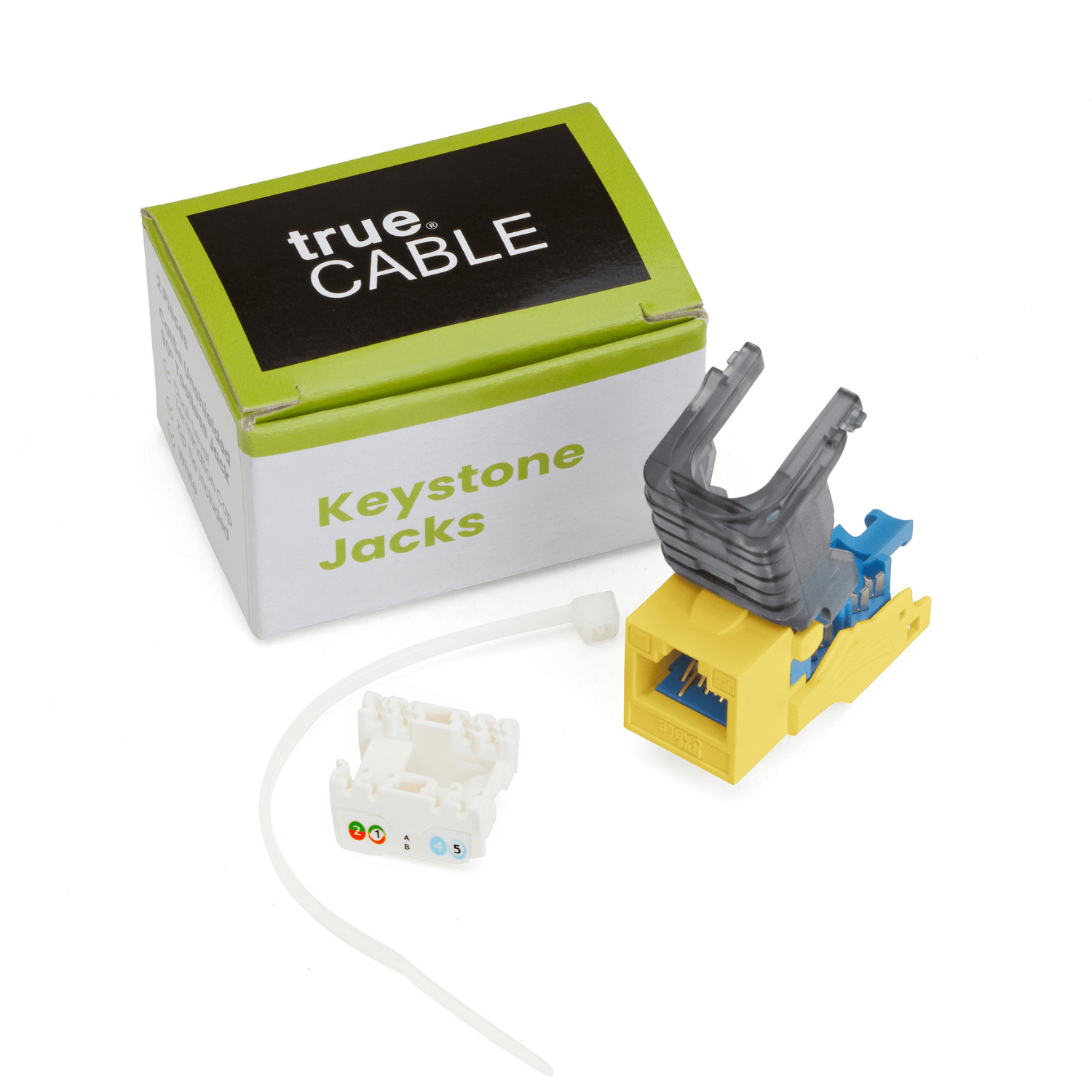 Cat5e Toolless Keystone Jack | Unshielded | 2pc | Yellow