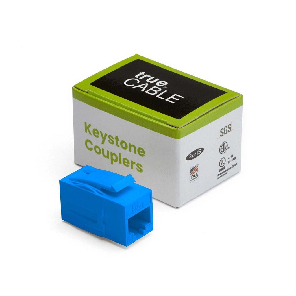 Cat6 Keystone Jack Coupler | Unshielded | Blue | 2 Piece | closed box