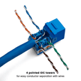 Cat6A Punch Down Keystone Jack | Unshielded | 12pc | IDC Towers | Blue
