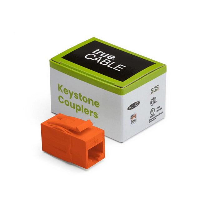 Cat6 Keystone Jack Coupler | Unshielded | Orange| 2 Piece | closed box