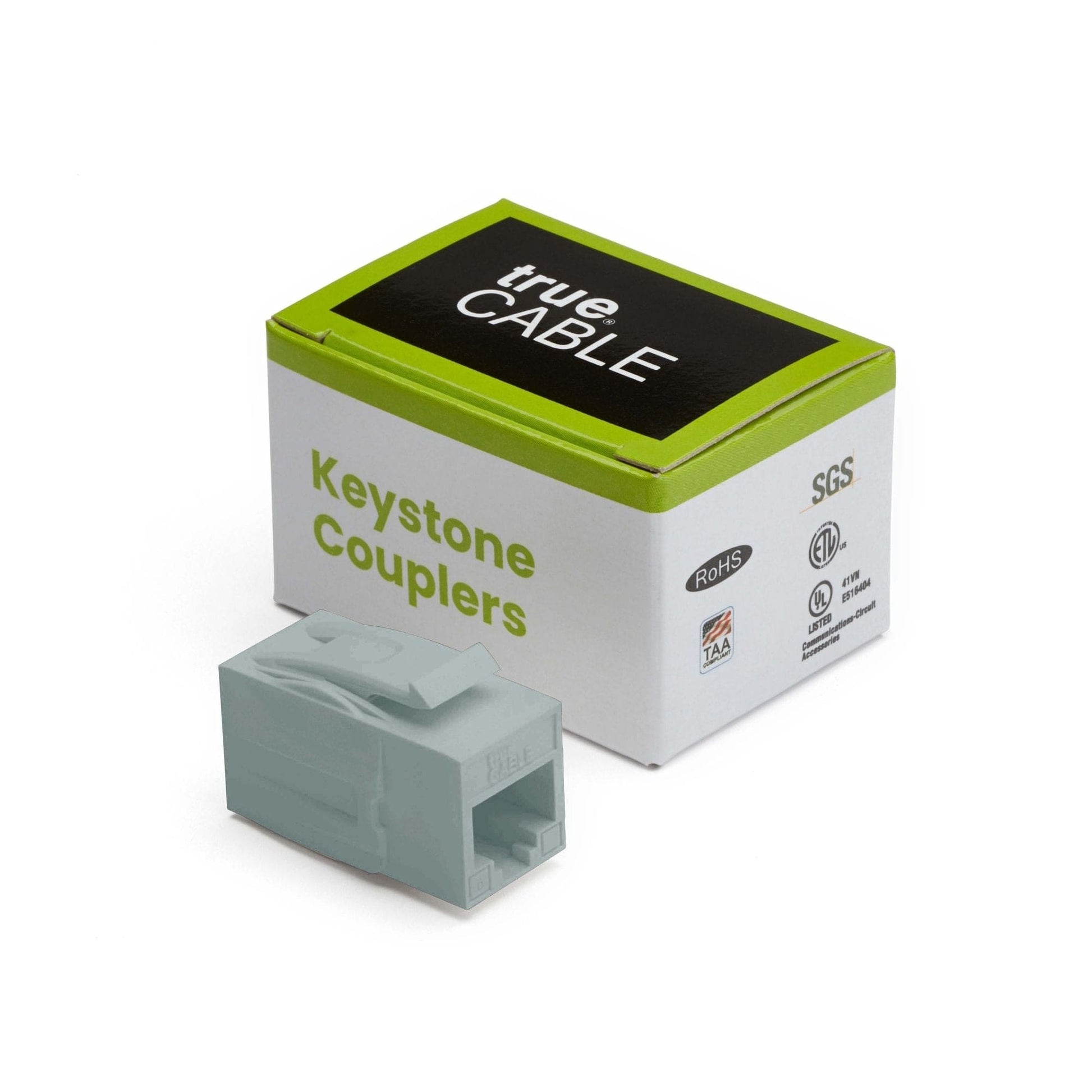 Cat6 Keystone Jack Coupler | Unshielded | Gray | 2 Piece | closed box
