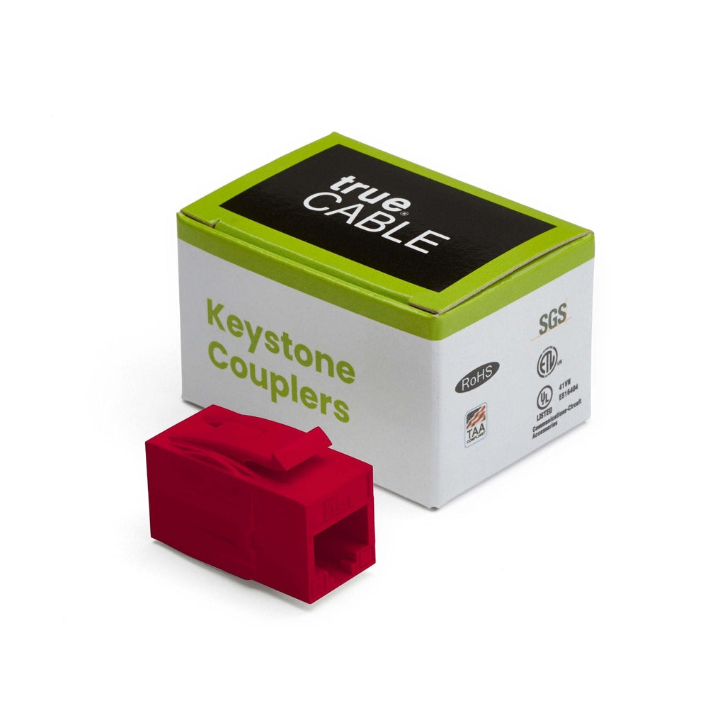 Cat6 Keystone Jack Coupler | Unshielded | red | 2 Piece | closed box