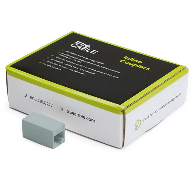 Cat6A Inline Coupler | Unshielded | Gray | 12pc | closed box