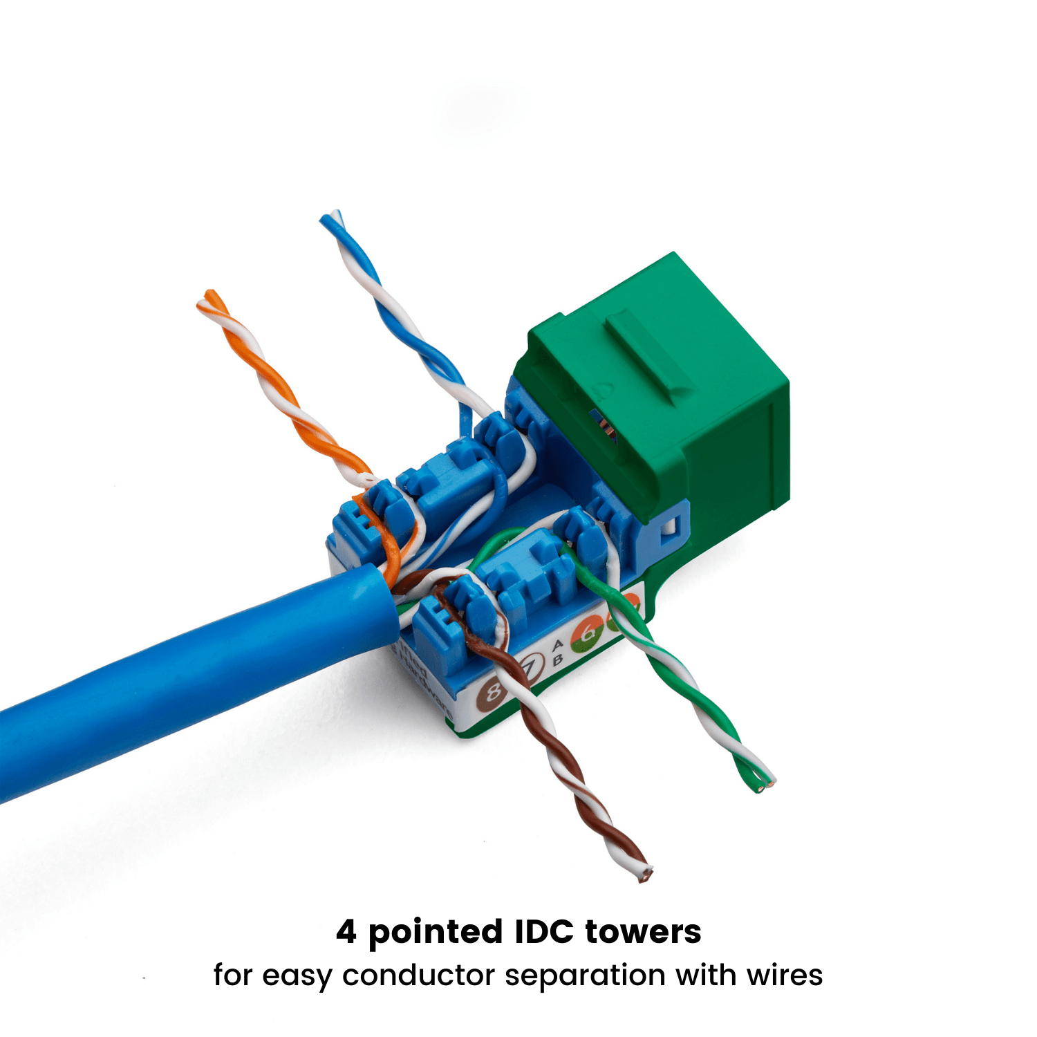 Cat6 Punch Down Keystone Jack | Unshielded | 24pc | Packaging | Green