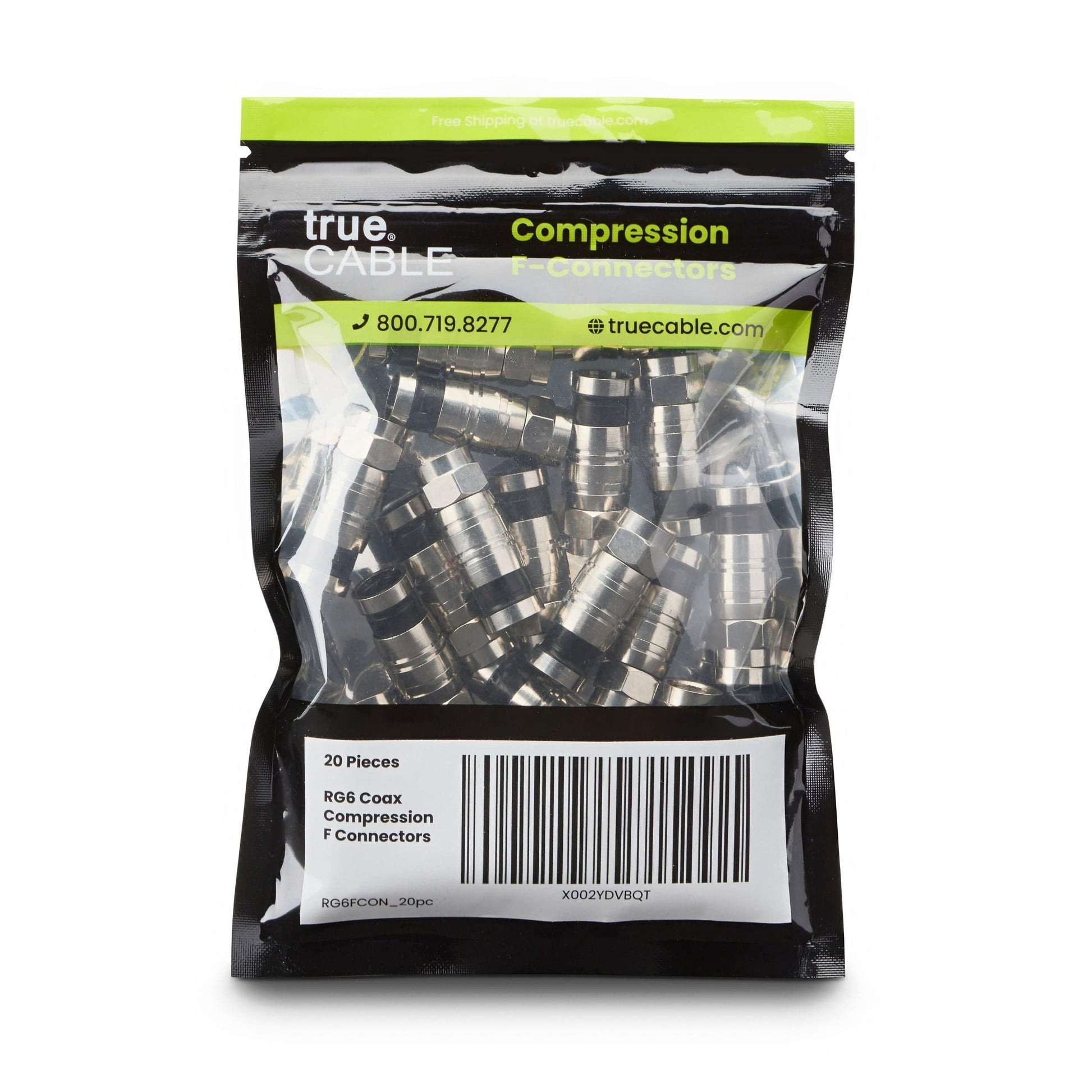 RG6 f connector, front of bag, 20 piece