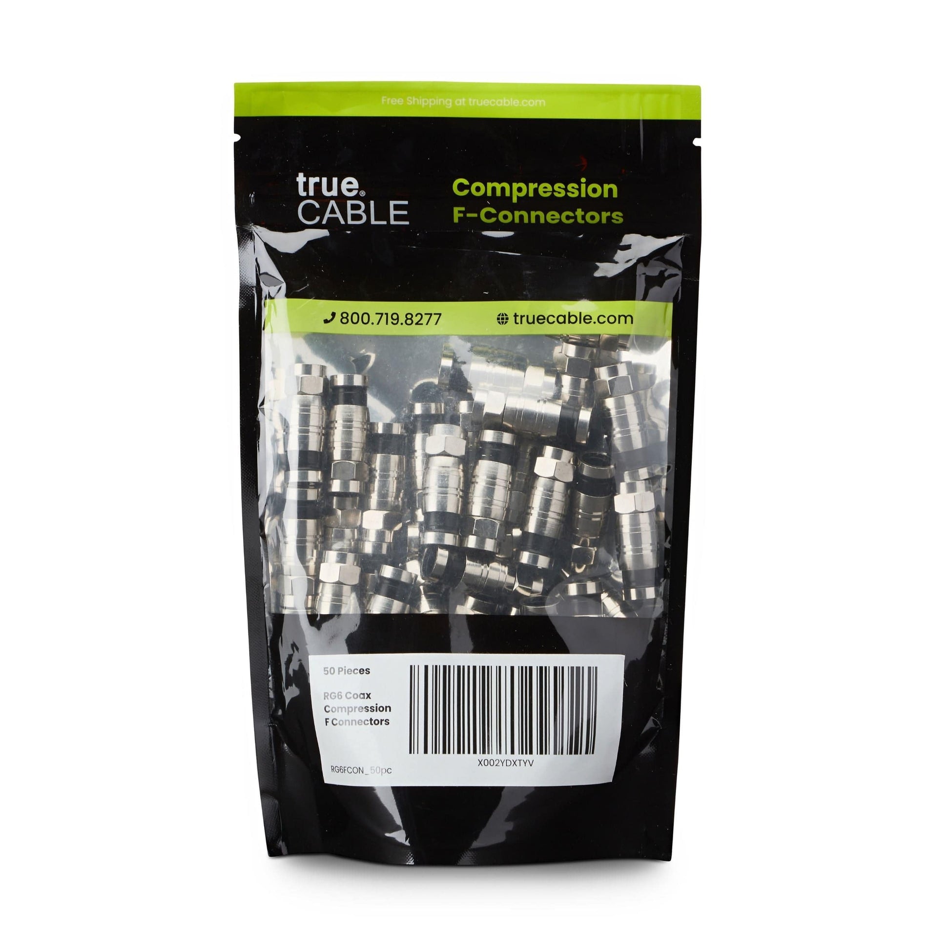 RG6 f connector, front of bag, 50 piece