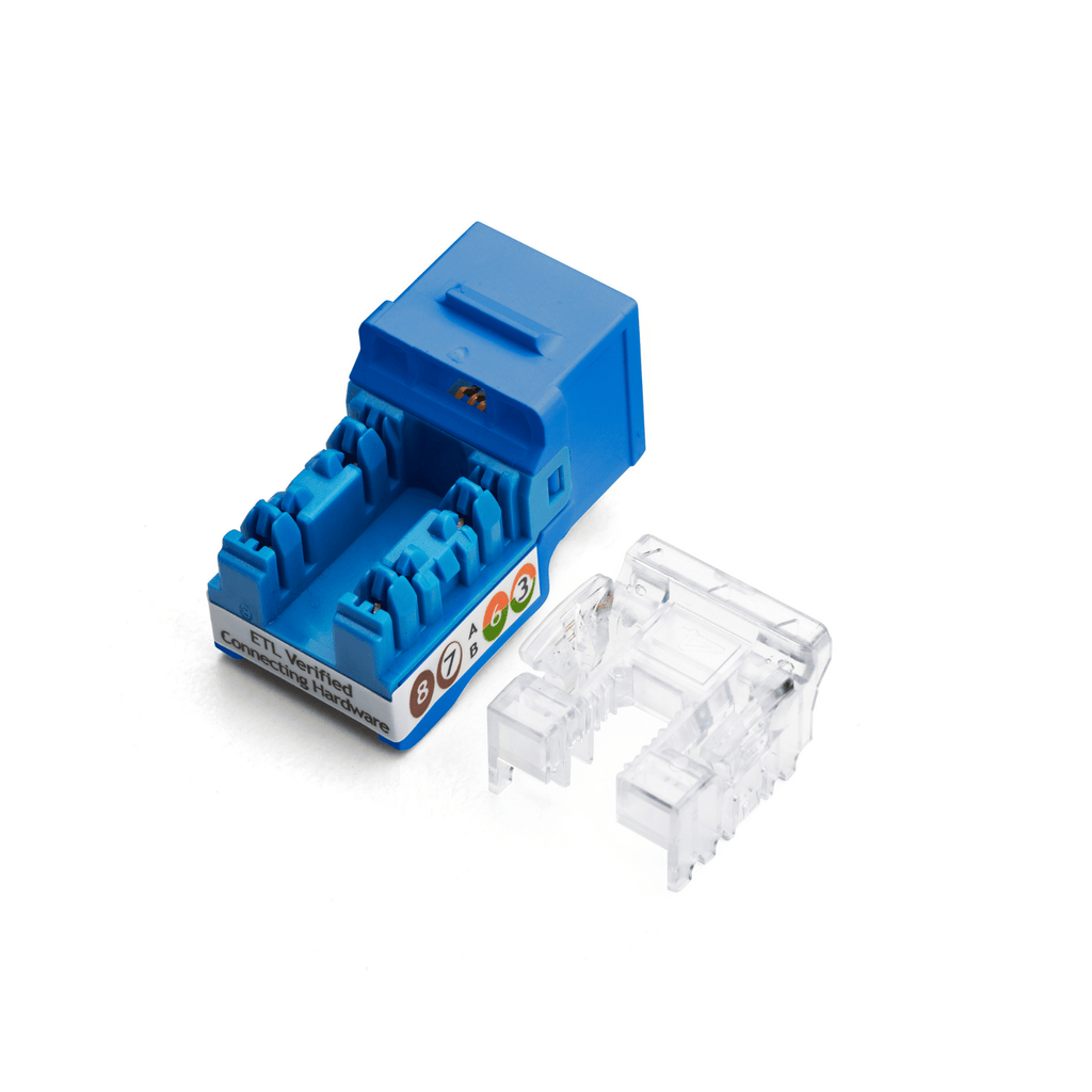 Cat6A Punch Down Keystone Jack | Unshielded | 12pc | Back | Blue