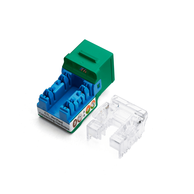 Cat6A Punch Down Keystone Jack | Unshielded | 12pc | Back | Green