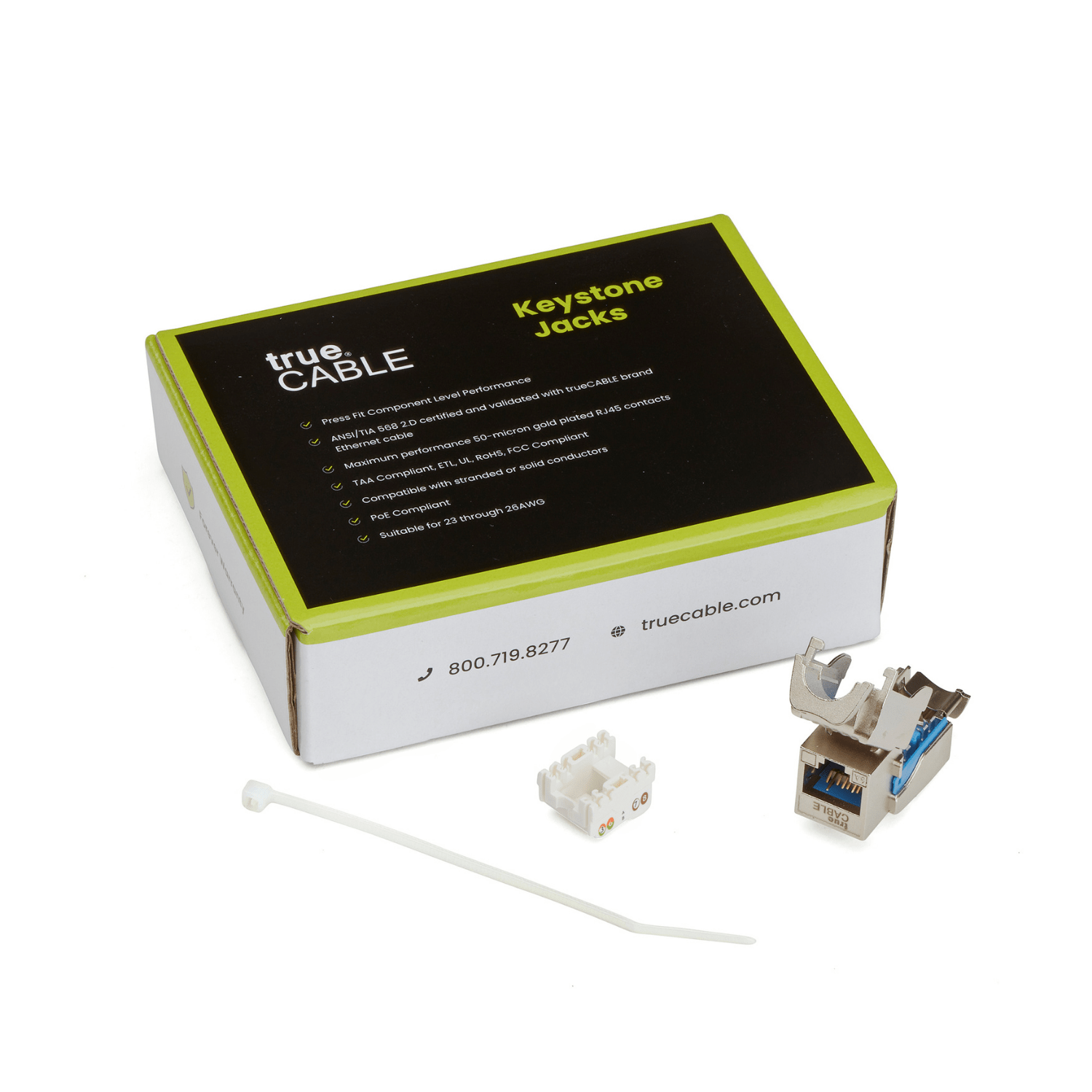 Cat6A Toolless Keystone Jack | Shielded | 12pc | Packaging | White