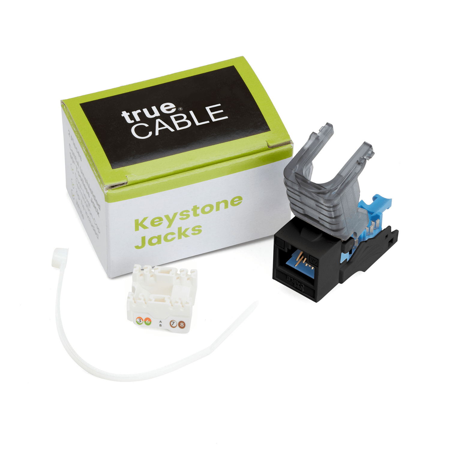 Cat6A Toolless Keystone Jack | Unshielded | 2pc | Black