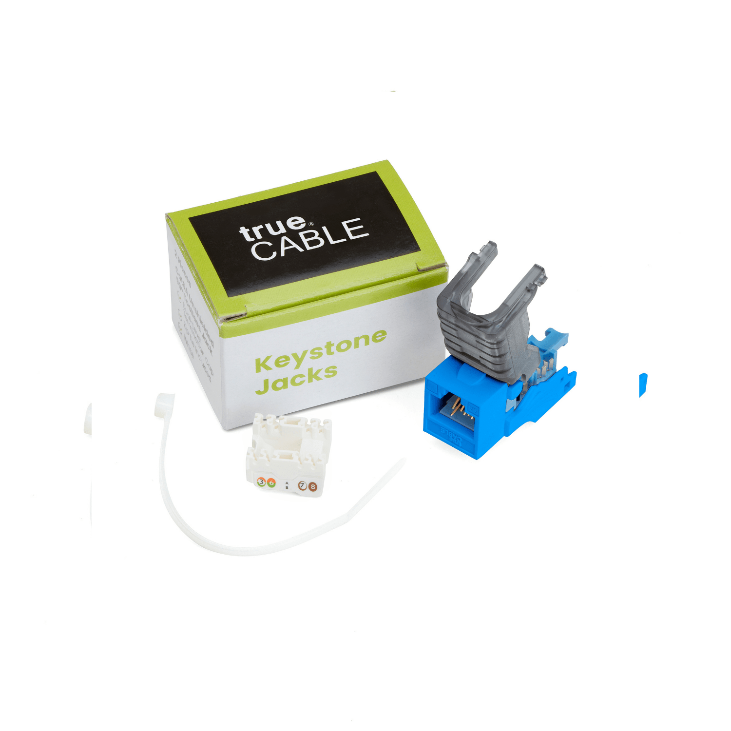 Cat6A Toolless Keystone Jack | Unshielded | 2pc | Packaging | Blue