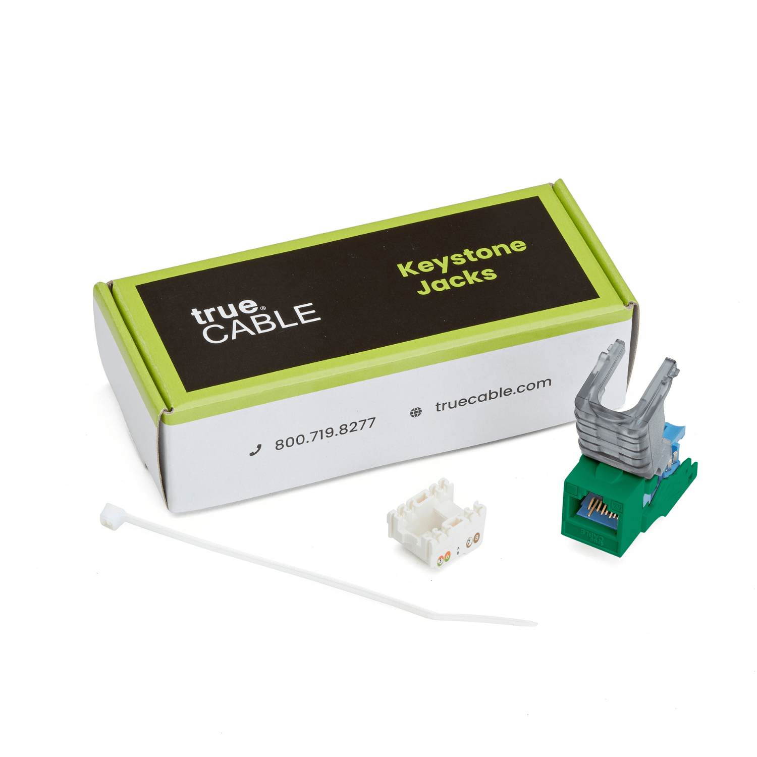 Cat6A Toolless Keystone Jack | Unshielded | 6pc | Packaging | Green