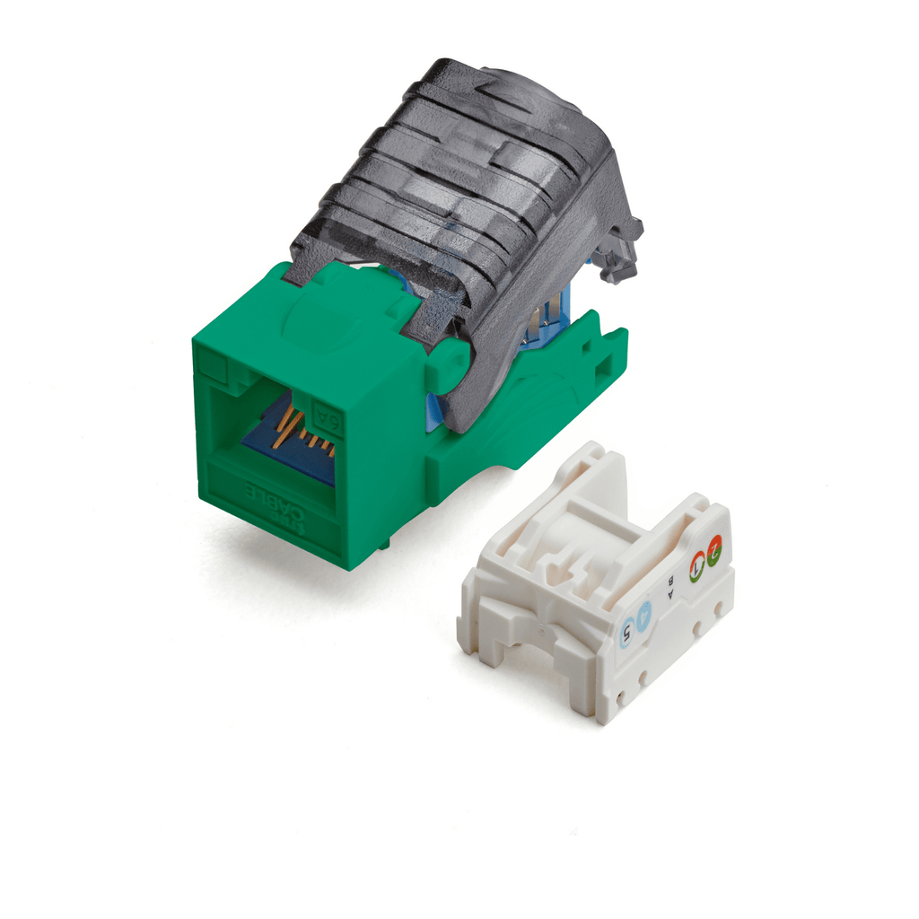 Cat6A Toolless Keystone Jack | Unshielded | 2pc | Green