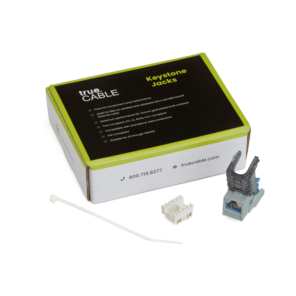 Cat6A Toolless Keystone Jack | Unshielded | 12pc | Packaging | Gray