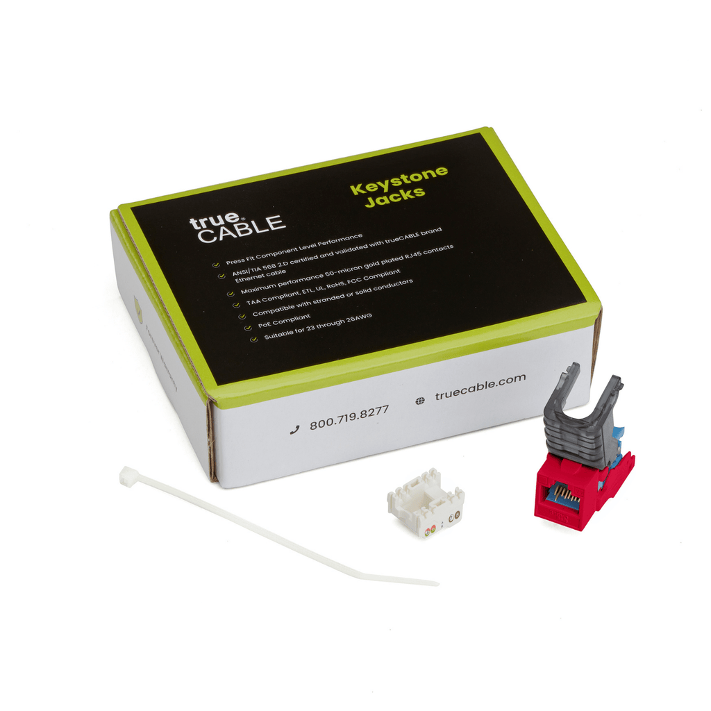 Cat6A Toolless Keystone Jack | Unshielded | 12pc | Red