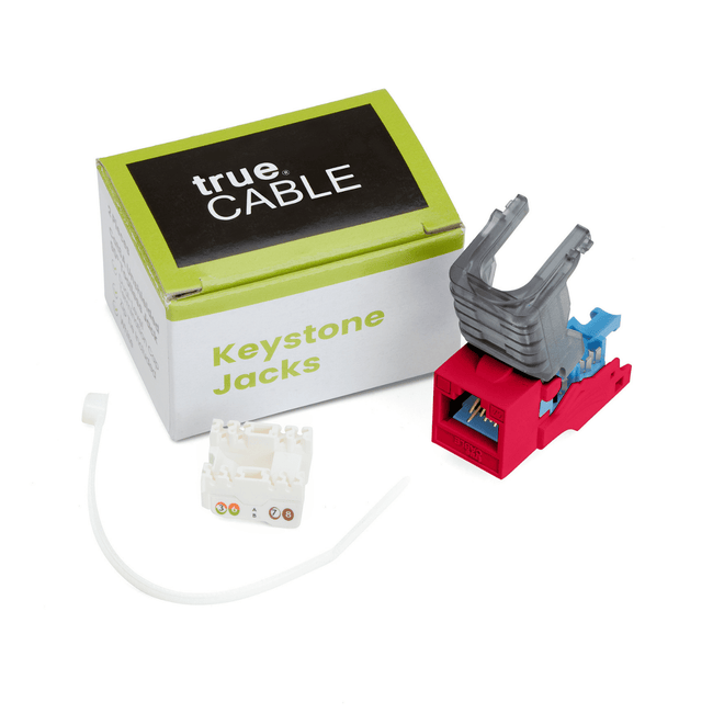 Cat6A Toolless Keystone Jack | Unshielded | 6pc | Red
