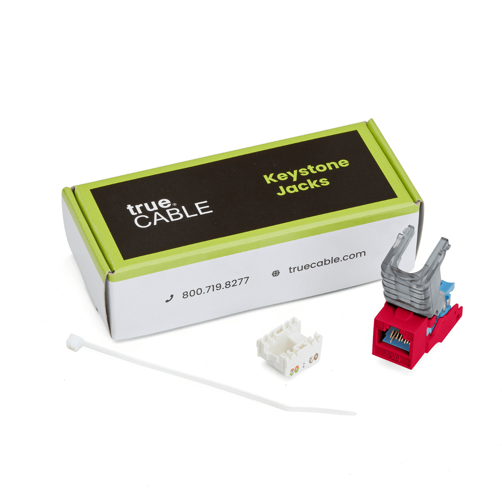 Cat6A Toolless Keystone Jack | Unshielded | 6pc | Red