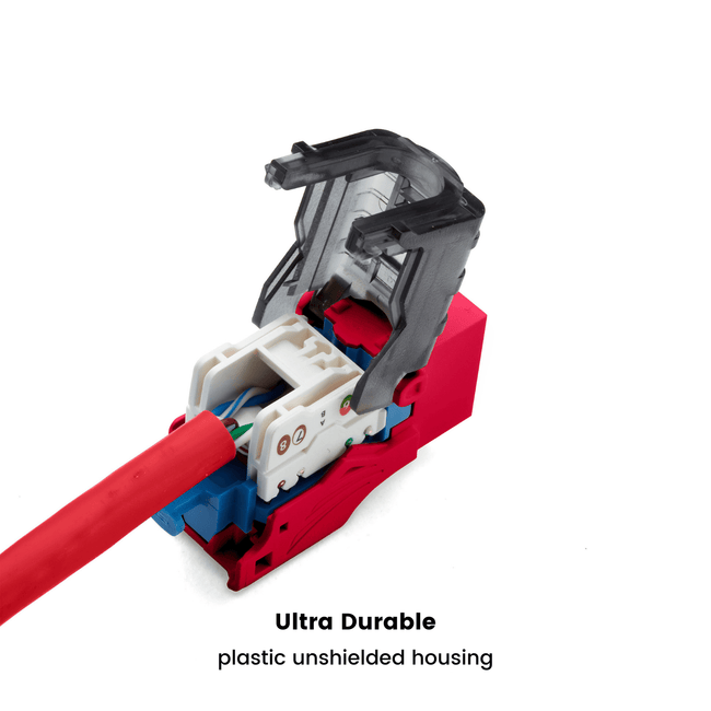 Cat6A Toolless Keystone Jack | Unshielded | 2pc | Red