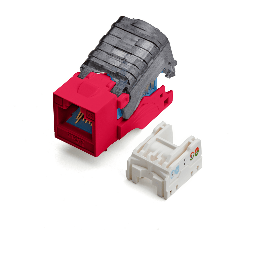 Cat6A Toolless Keystone Jack | Unshielded | 2pc | Red