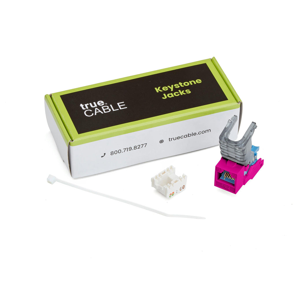 Cat6A Toolless Keystone Jack | Unshielded | 6pc | Pink