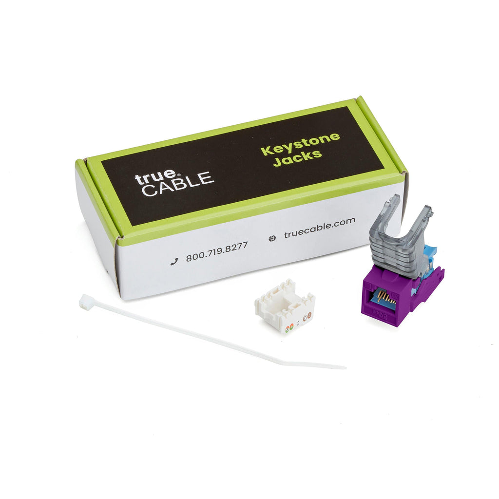 Cat6A Toolless Keystone Jack | Unshielded | 6pc | Purple