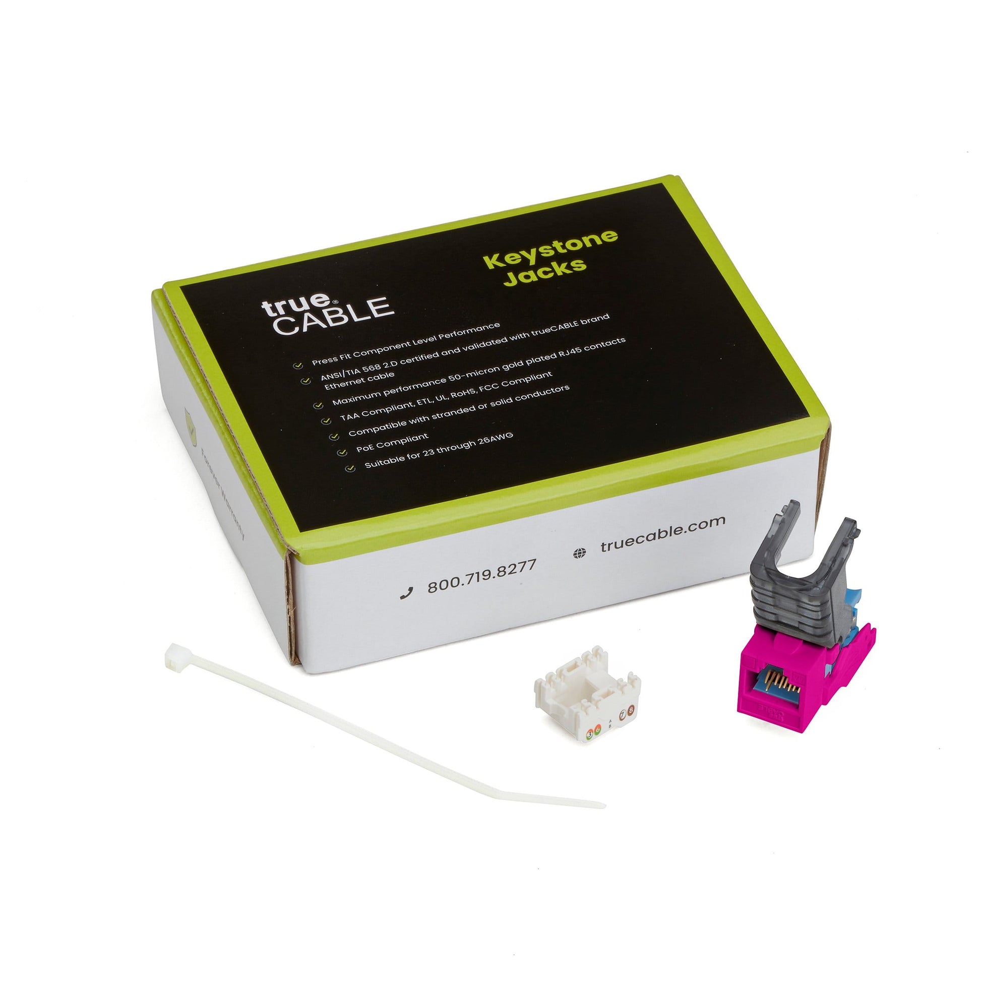 Cat6A Toolless Keystone Jack | Unshielded | 12pc | Pink