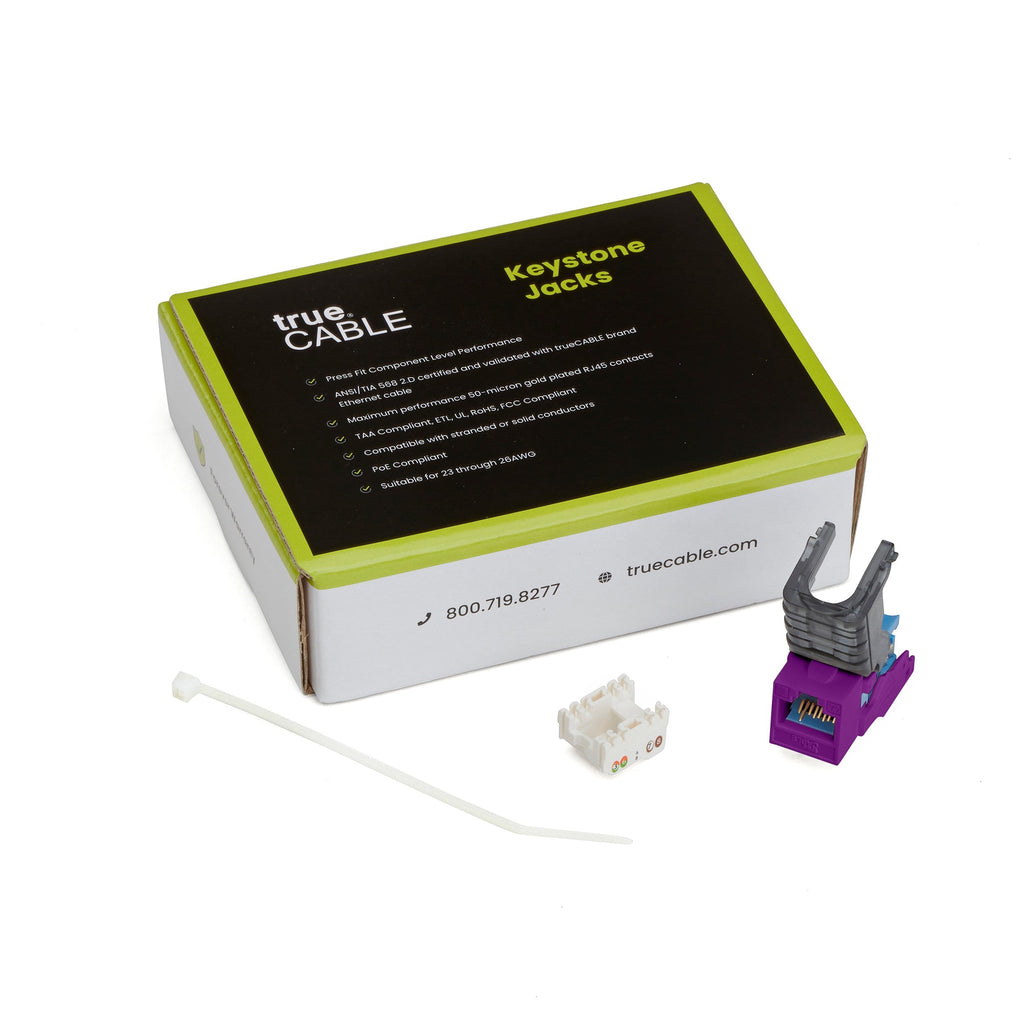 Cat6A Toolless Keystone Jack | Unshielded | 12pc | Purple