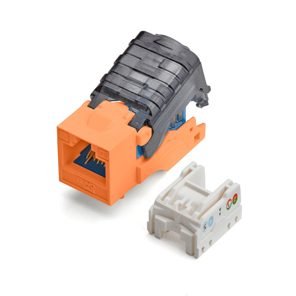 Cat6A Toolless Keystone Jack | Unshielded | 6pc | Orange