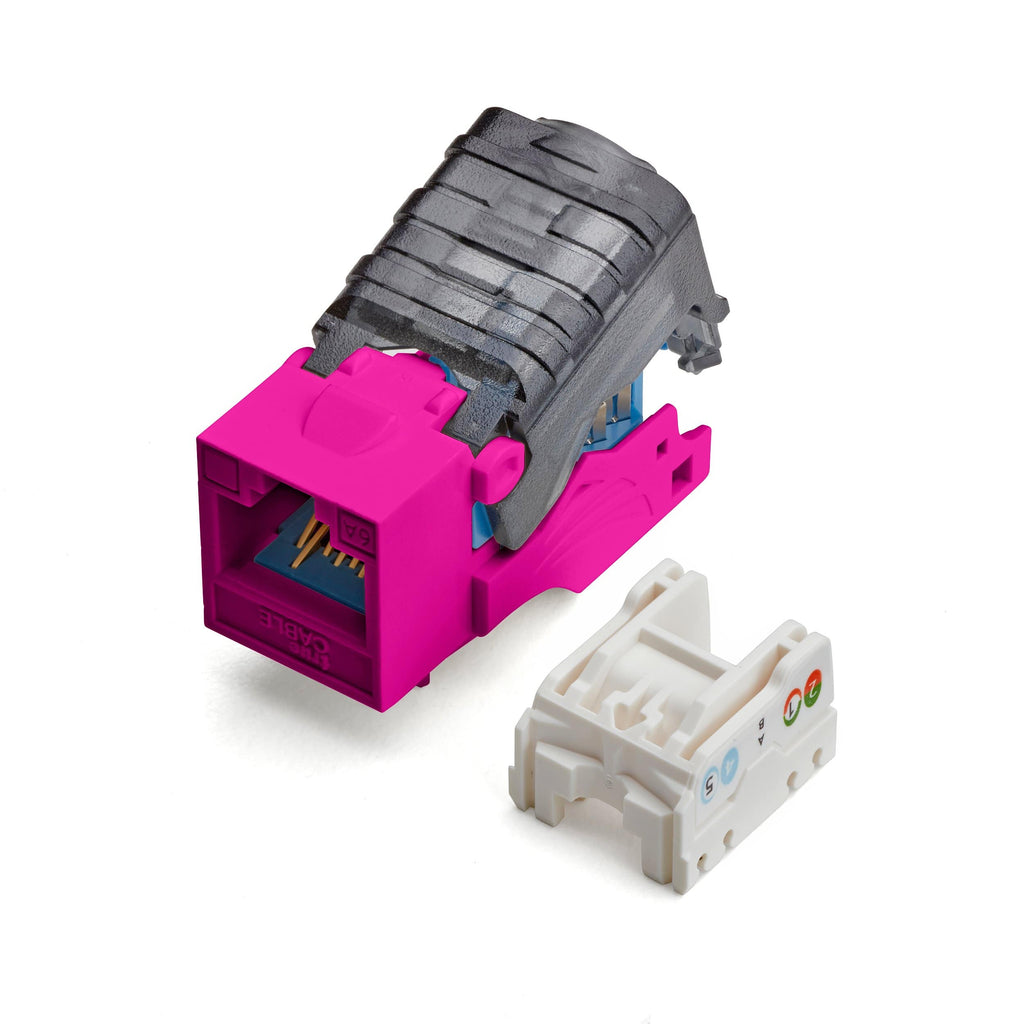 Cat6A Toolless Keystone Jack | Unshielded | 12pc | Pink