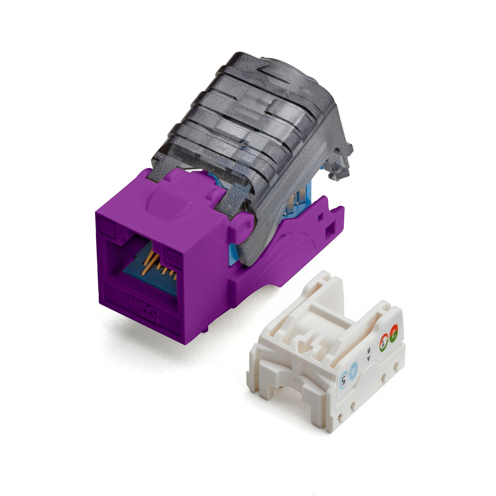 Cat6A Toolless Keystone Jack | Unshielded | 12pc | Purple