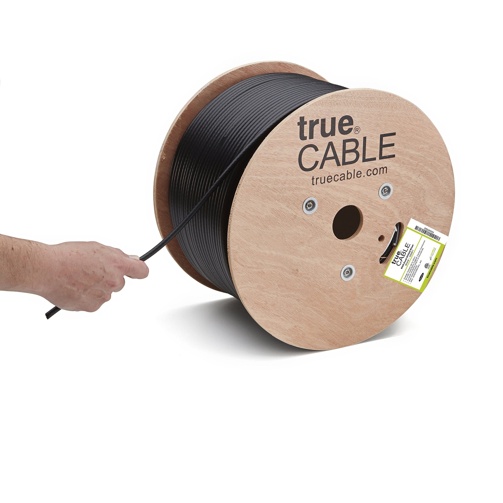 trueCABLE 6DSCMRBCBLK_1Krl RG6 Dual Shield Coax 1000 Foot Black Coaxial Cable