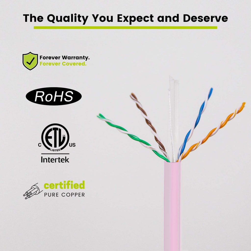 Cat6 Riser Ethernet Cable Pink 1000ft trueCABLE wire close up