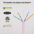 Cat6 Riser Ethernet Cable Pink 1000ft trueCABLE wire close up