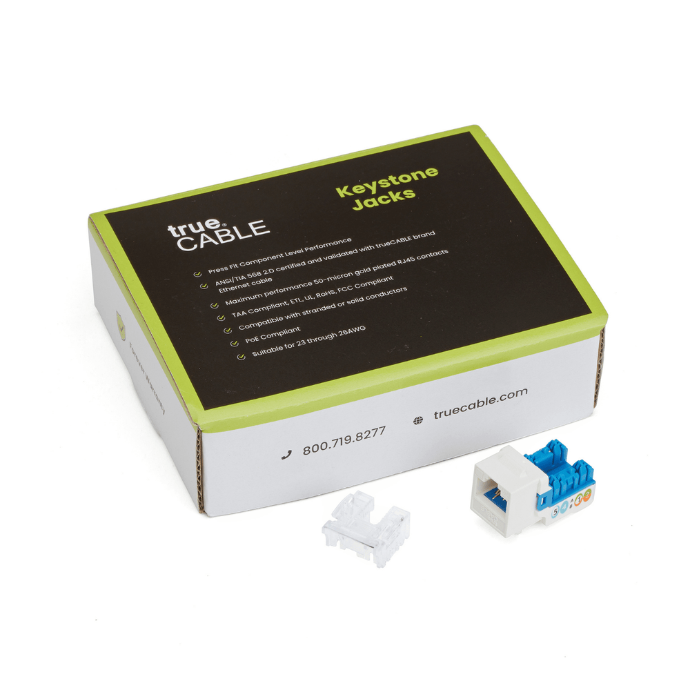 Cat6 Punch Down Keystone Jack | RJ45| Unshielded | trueCABLE