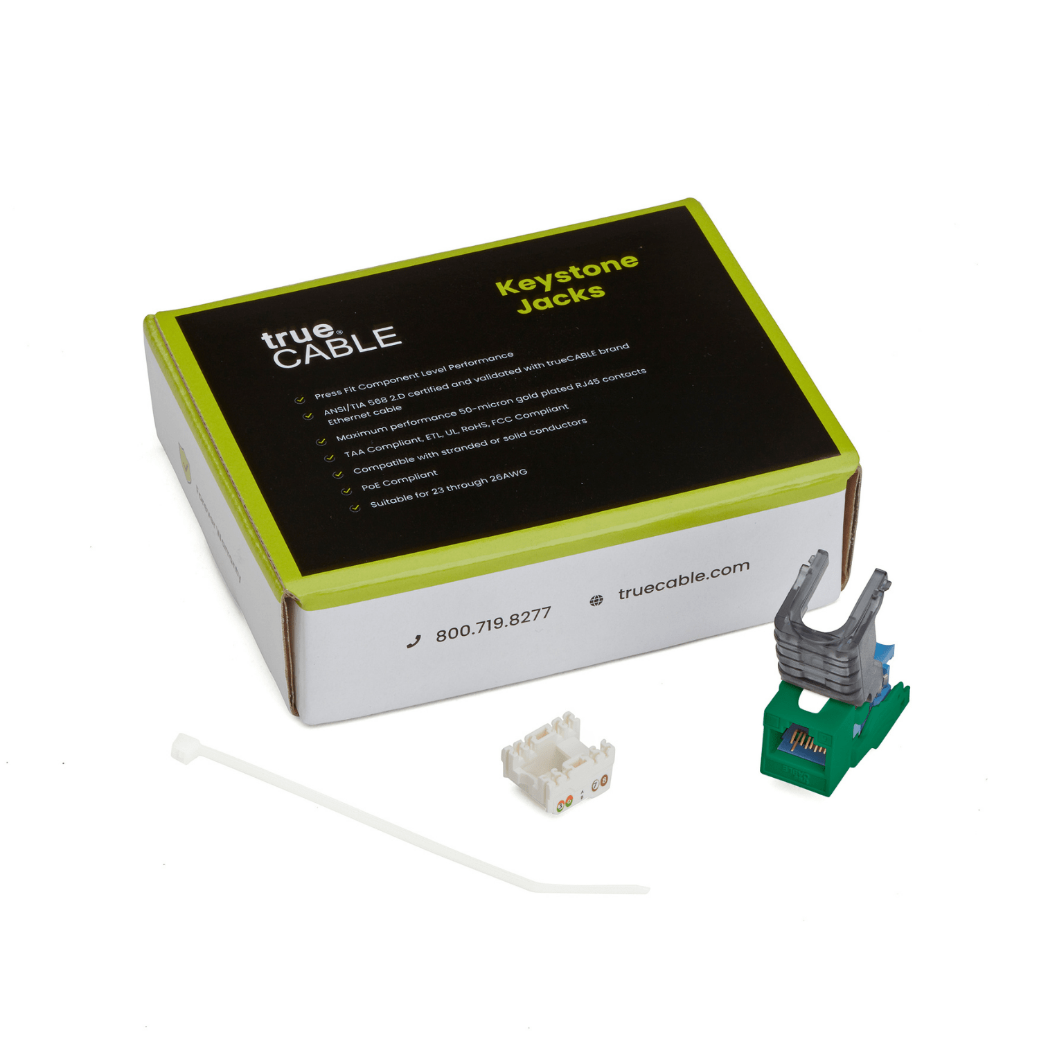 Cat6 Toolless Keystone Jack | Unshielded | 12pc | Packaging | Green