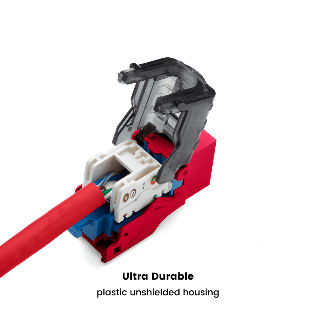 Cat6 Toolless Keystone Jack | Unshielded | 6pc | Red
