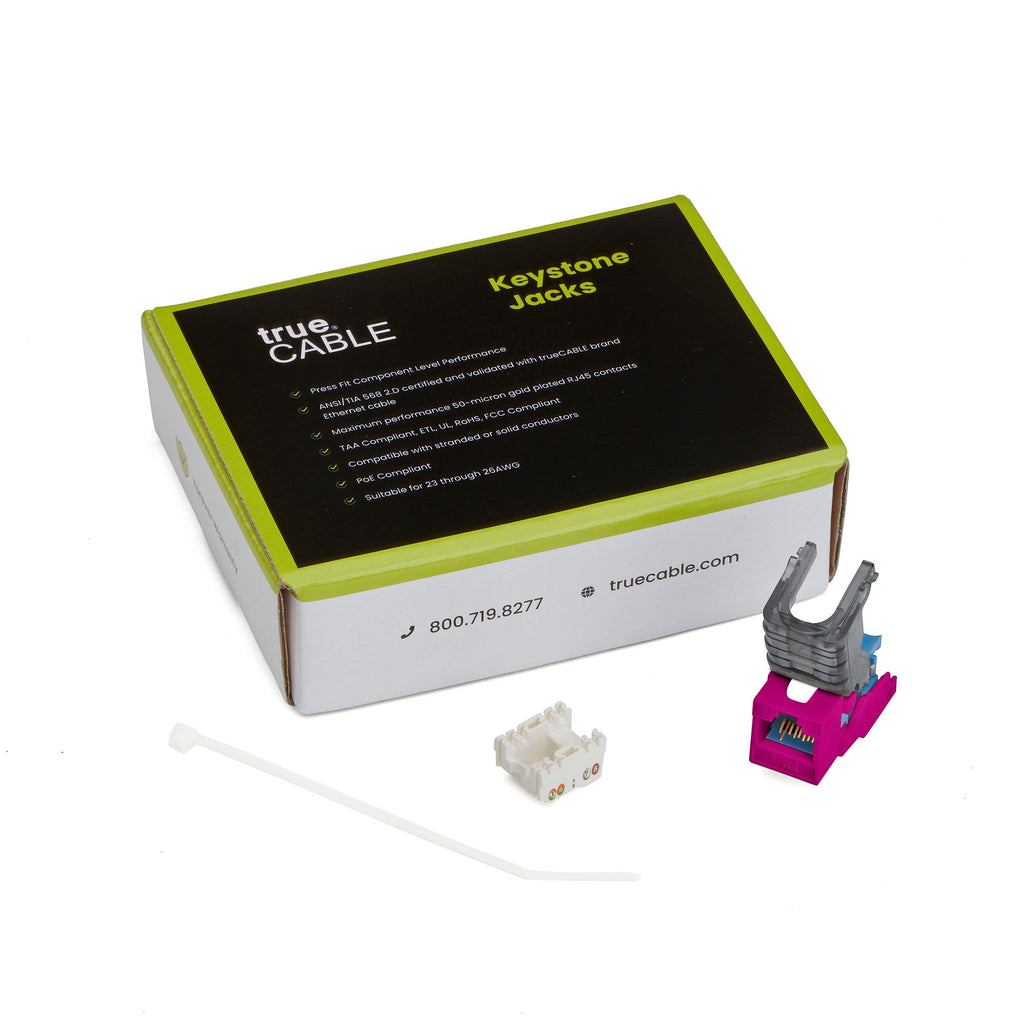 Cat6 Toolless Keystone Jack | Unshielded | 12pc | Pink