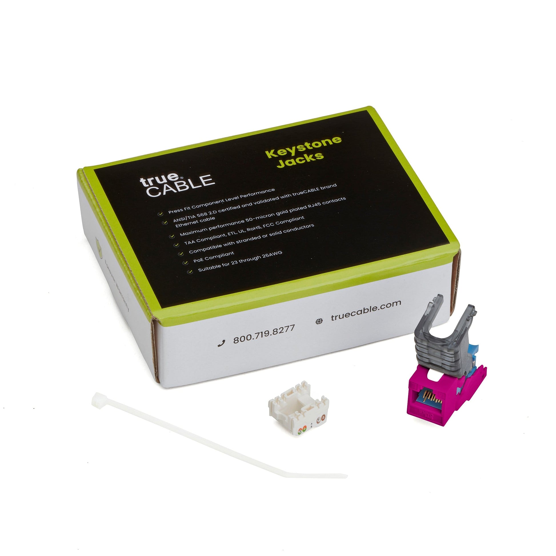 Cat6 Toolless Keystone Jack | Unshielded | 12pc | Pink