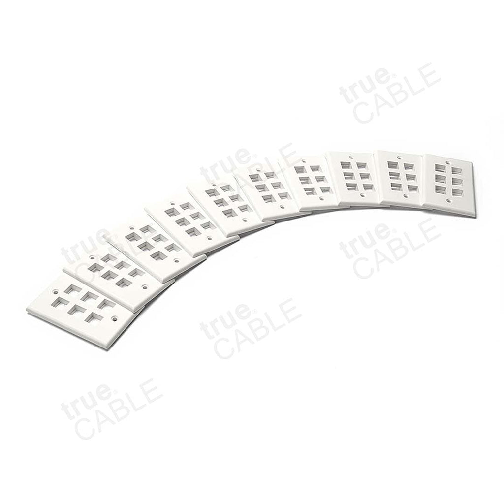 Single Gang Wall Plates - 6 Port / 10pc