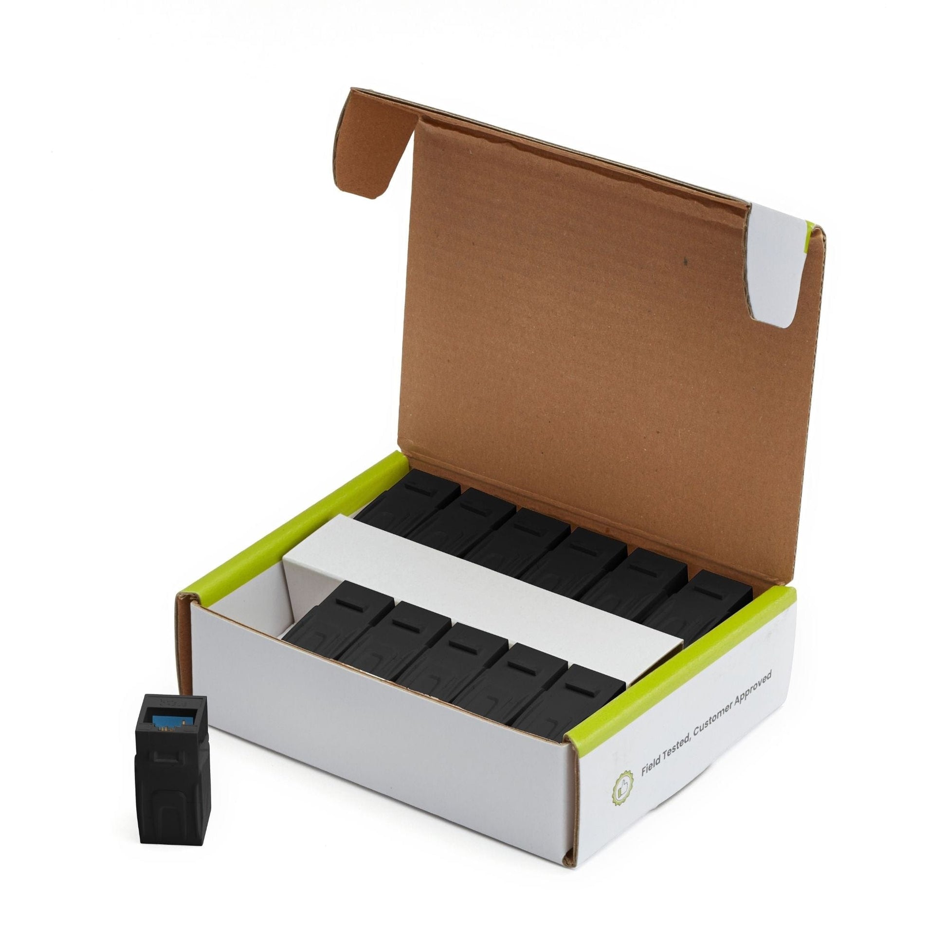 Cat6 Keystone Jack Coupler | Unshielded | Black | 12 Piece | open box