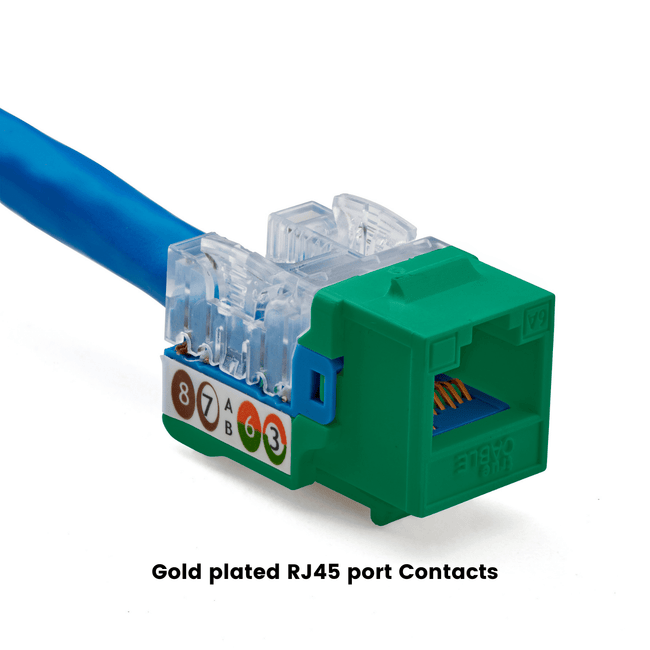 Cat6A Punch Down Keystone Jack | Unshielded | 12pc | Terminated | Green