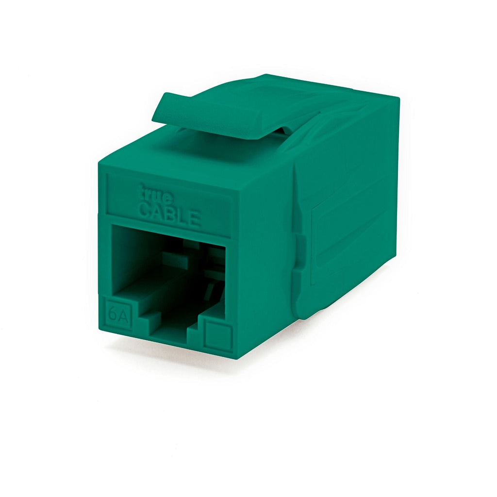 Cat6A Keystone Jack Couplers | Unshielded | 2 Piece | Green | front
