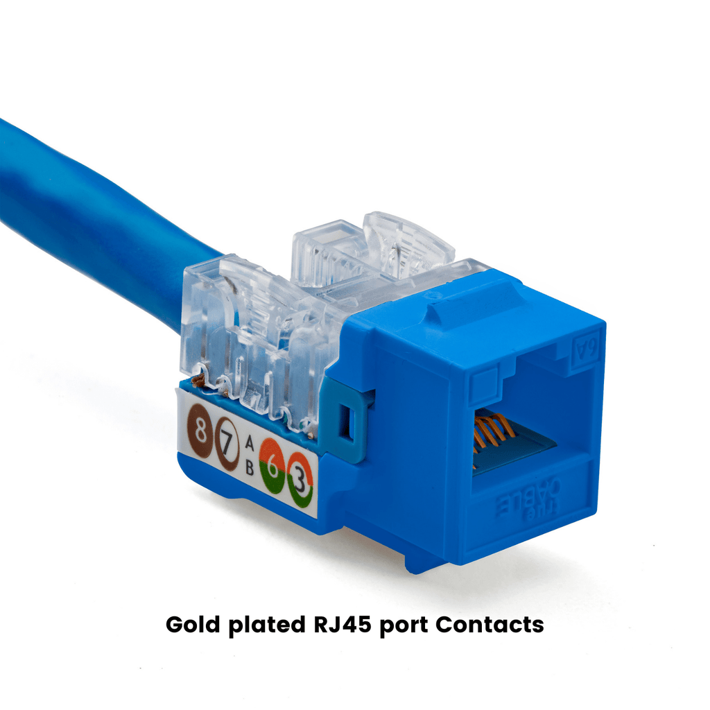 Cat6A Punch Down Keystone Jack | Unshielded | 12pc | Terminated | Blue