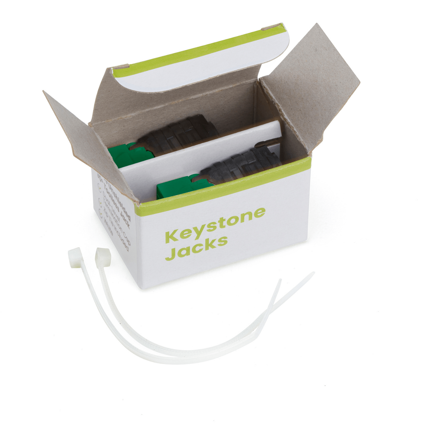 Cat5e Toolless Keystone Jack | Unshielded | 2pc | Green