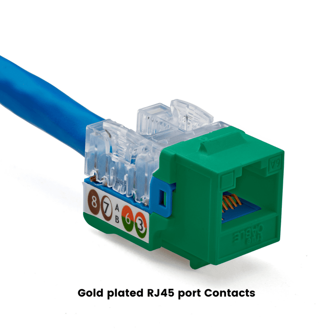 Cat6A Punch Down Keystone Jack | Unshielded | 48pc | Terminated | Green