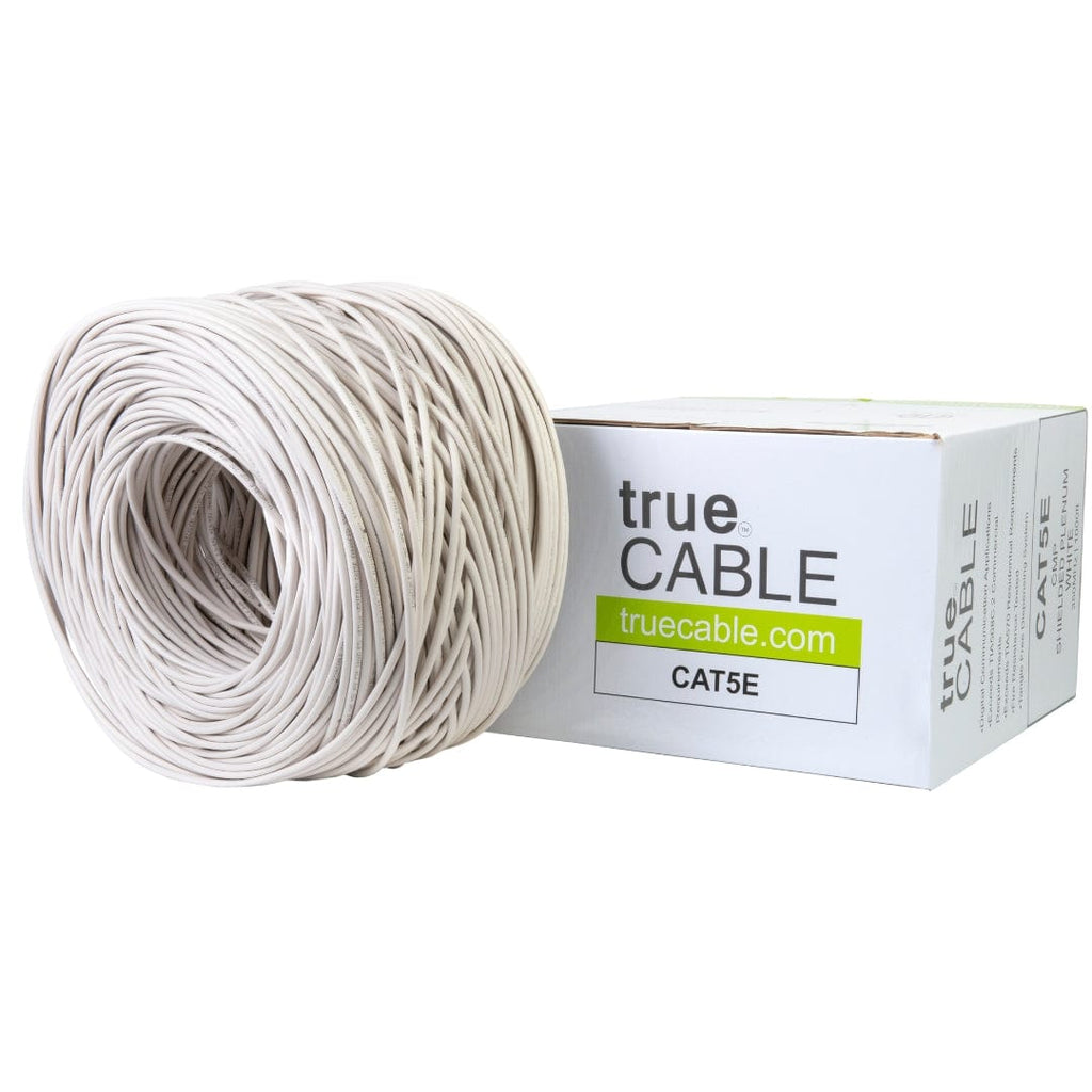 Cat5e Shielded Plenum Ethernet Cable White 1000ft trueCABLE Box Top